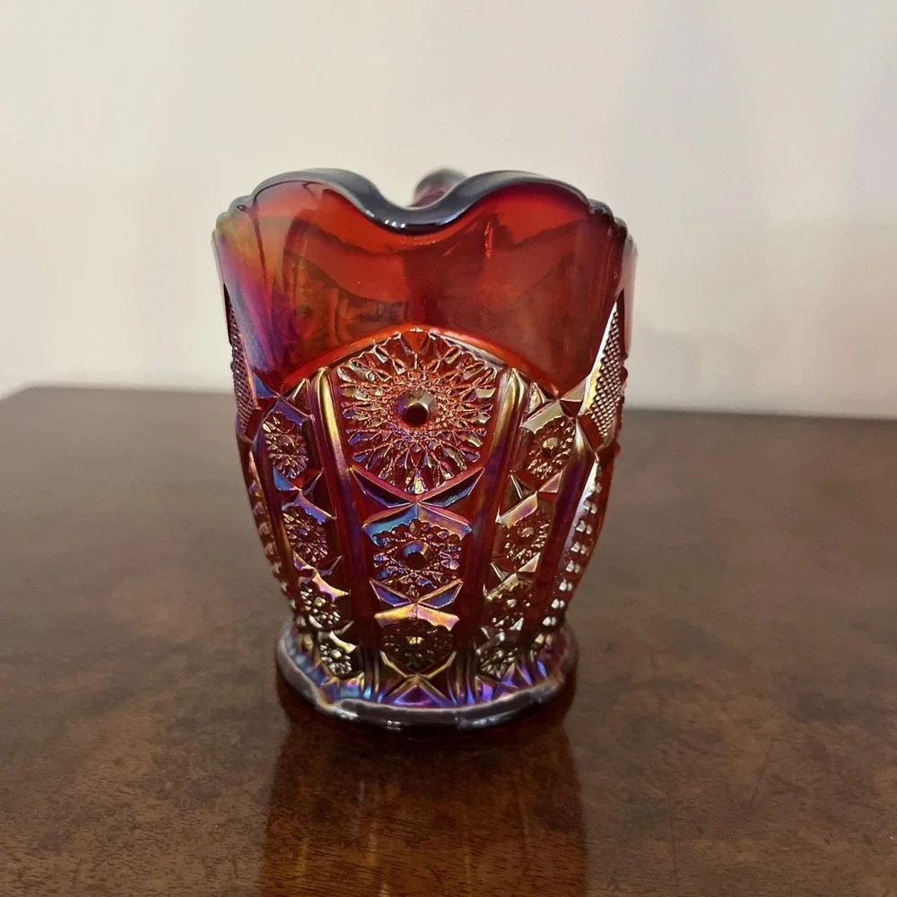 Vintage Indiana Glass Carnival Heirloom Iridescent Sunset Cream & Sugar Set‎